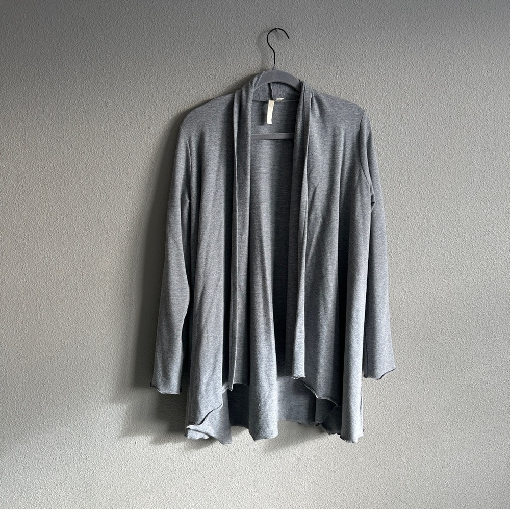 Pure Jill Gray Long Open Front Cardigan Small